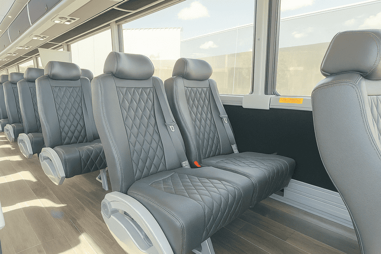 interior of Utica Coach Bus Service charter bus