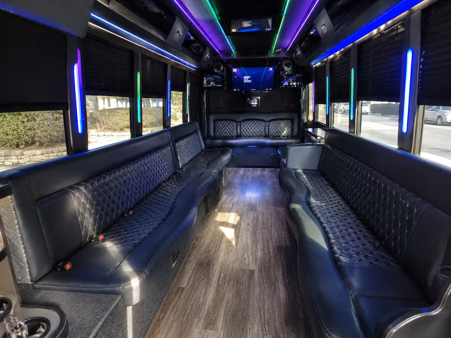utica 15 passenger party bus interior