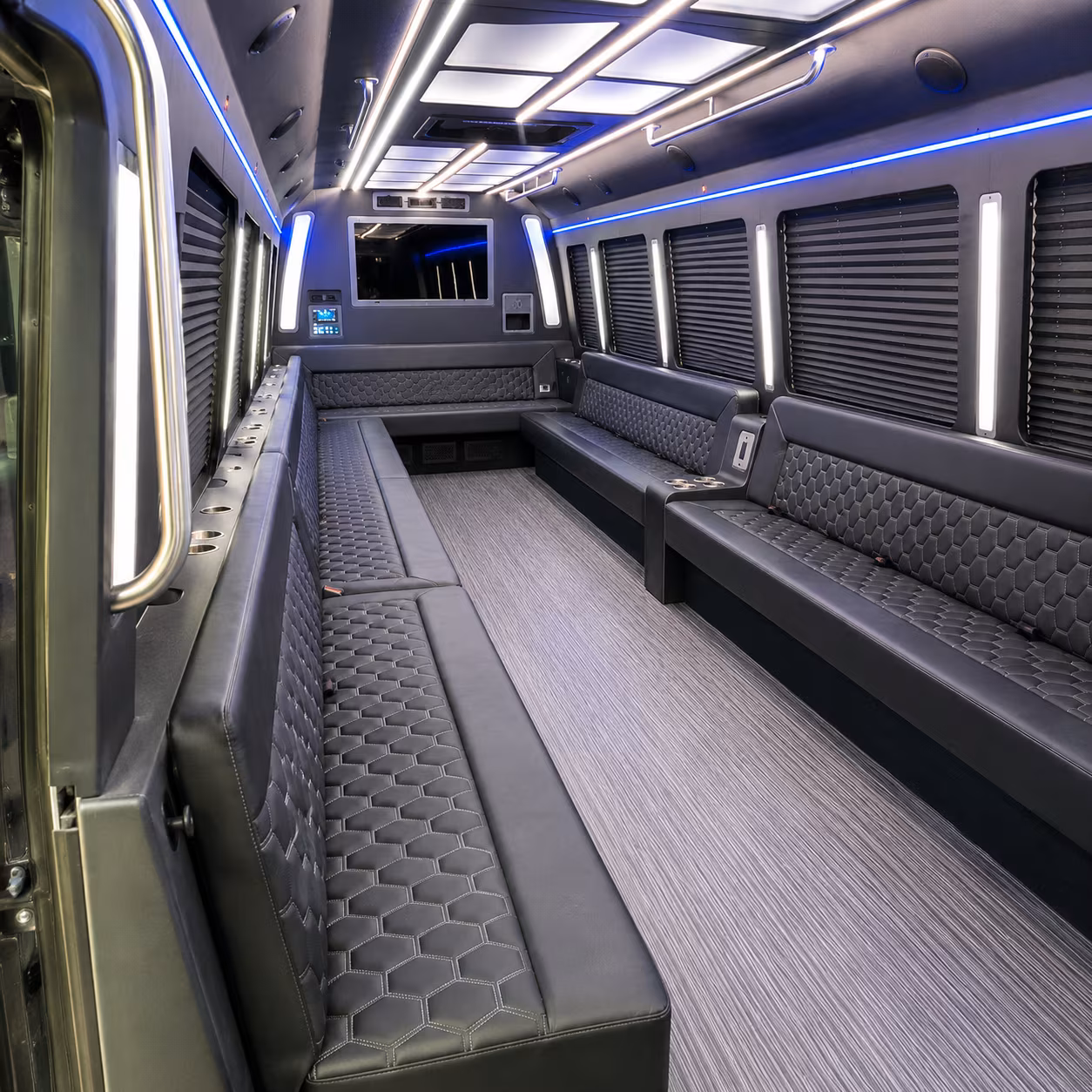 utica 40 passenger party bus interior
