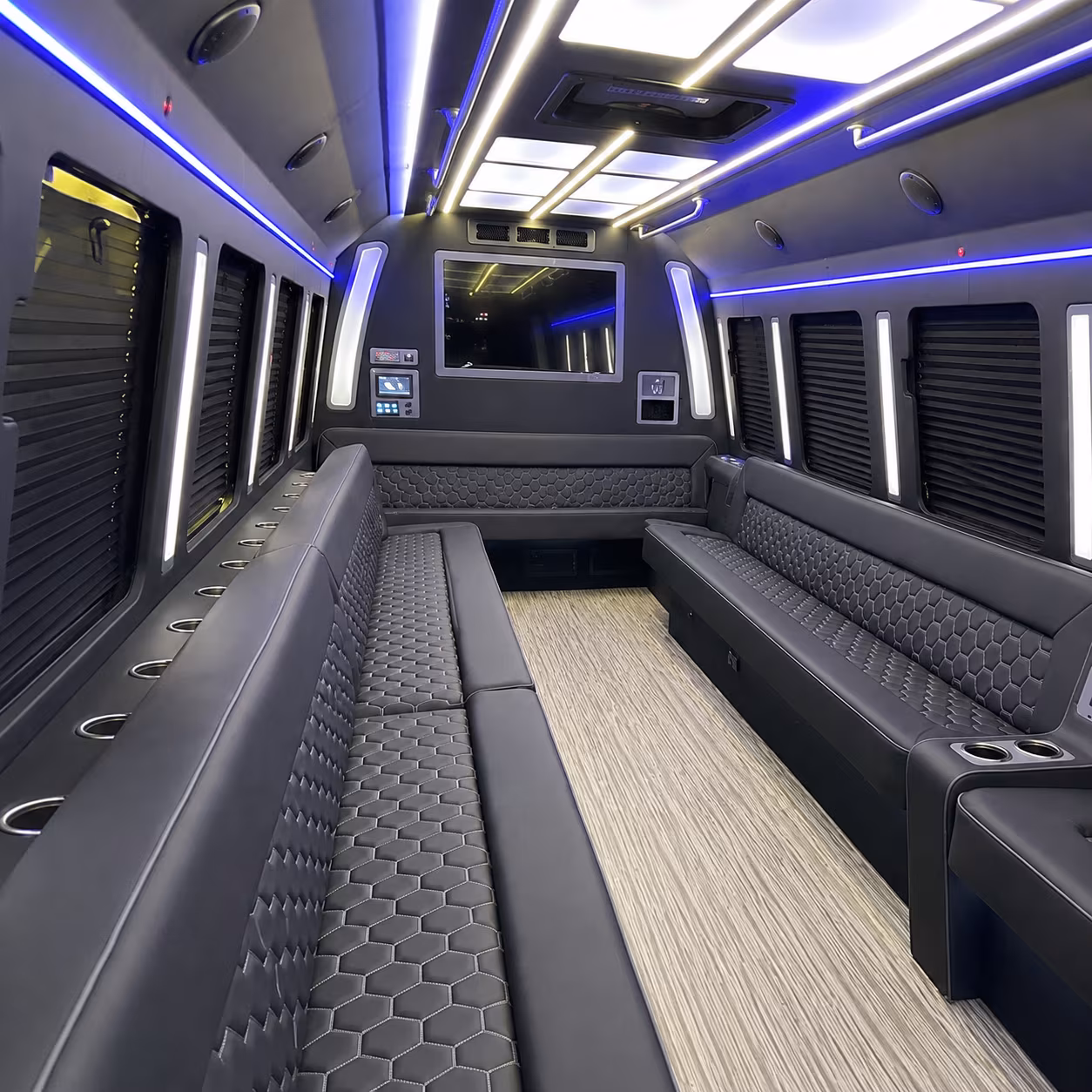 utica party bus rental interior